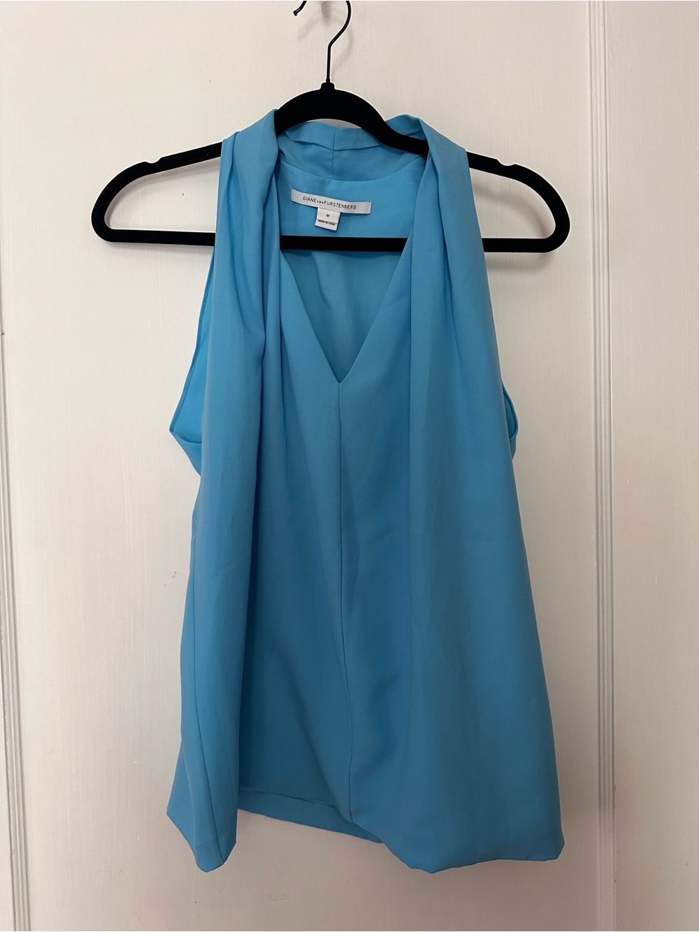 Diane Von Furstenberg Blue Sleeveless V-Neck Top